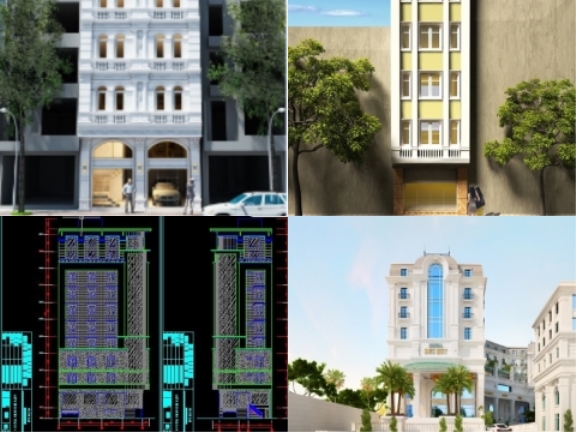 10 bộ bản vẽ thiết kế khách sạn full kiến trúc, kết cấu, điện nước [sale 10%]